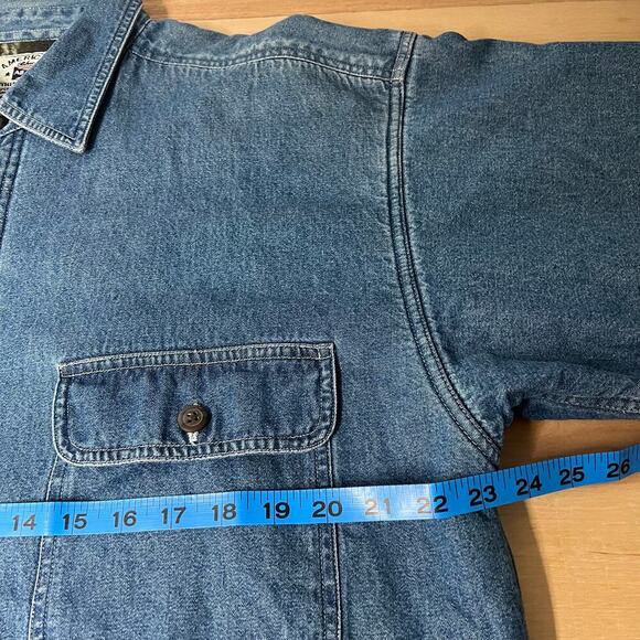 VTG American Blue Denim Barn Chore Coat Jacket Button Front Blanket Lined Sz L - Picture 7 of 8